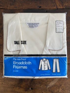 Sz XL Tall Vintage Sears The Men's Store Pajama Set Blue Long Sleeve Top-Pants